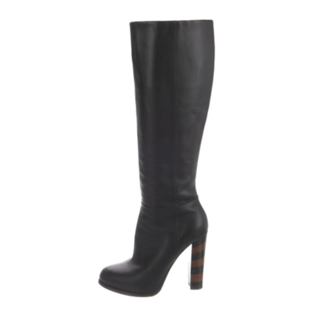 Fendi Leather Boots with Striped Heels (Size 41)